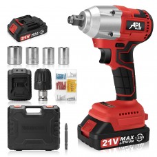 aplman cordless impact wrench kit max 21v power impact wrench set 1/2' chuck (red)