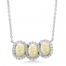 Gem Stone King 1.98 Ct Oval Cabochon White Ethiopian Opal 925 Sterling Silver Necklace