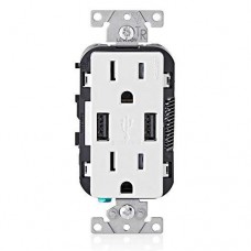 leviton t5632-w 15-amp charger/tamper resistant duplex receptacle, 1-pack, white