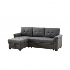 Contemporary Home Living 86' Linen Reversible Sleeper Sectional Sofa - Gray