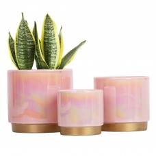 Gepege Pink Indoor Plant Pots for Plants, Ceramic Planter with Drainage Hole, 6.0 inch+5.0 Inch+4.0 Inch. Succulent Orchid Flowe