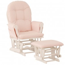 Storkcraft Hoop Glider & Ottoman - White/Pink