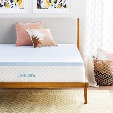 Linenspa Essentials Linenspa 2 Inch Gel Infused Memory Foam Mattress Topper, Full, Blue