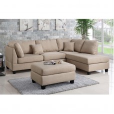 Esofastore 3pc. Reversible Fabric Sectional Sofa Set - Sand