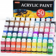 shuttle art acrylic paint, 50 colors acrylic paint set, 2oz/60ml bottles, rich pigmented, water proof, premium acrylic paints