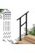 cHR 2 Steps Outdoor Handrails for Outdoor Steps, Black Wrought Iron Hand Rail Stair Railing Kit (1-2 Steps Handrail)