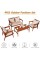 Costway 4PCS Outdoor Rattan Furniture Set Acacia Wood Table Cushioned Sofa Chair Garden