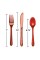 Party Central Club Pack of 288 Red Glittered Heavy-Duty Knives and Spoons 9.5'