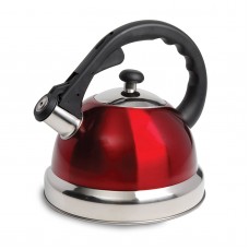 Mr. Coffee 970100683M Claredale 1.7 Qt Whistling Tea Kettle - Red - Nylon Handle - SS