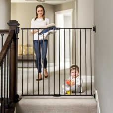 Regalo 2-in-1 Extra Tall Easy Swing Stairway and Hallway Walk Through Baby gate, Black 1 count (Pack of 1)