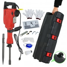 F2C 2200W Heavy Duty Electric Demolition Jack Hammer Concrete Breaker Power Tool Kit 2 Chisel 2 Punch Bit Set Wcase, Gloves