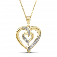 Accent White Diamond 14K Gold Over Silver Heart Pendant