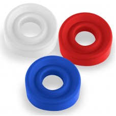 LeLuv Medium Red, White and Blue Silicone Sleeve Vacuum Seal 3 Pack for 1.75 Inch to 2.25 Inch Penis Pump Cylinders