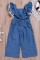 Unomatch Baby Girls Pleated Ball Lace Sleeveless Denim Blue Romper