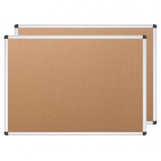 VIZ-PRO cork Notice Board, 36 X 24 Inches, Pack of 2, Silver Aluminium Frame