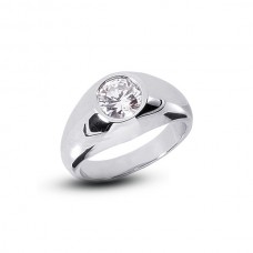 Diamond Traces 3.51ct E-SI1 VG Round Natural Certified Diamond 950 Plat. Classic Single Stone Pinky Men's Ring