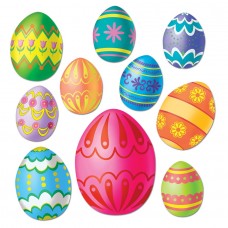 Beistle Club Pack of 240 Colorful Easter Egg Cutout Holiday Decorations 12'