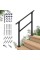 cHR Outdoor 3 Steps Handrail - Black Wrought Iron Handrail Kit (2-3 Step, Handrail)