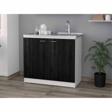 TUHOME Napoles Utility Sink with Cabinet - Espresso