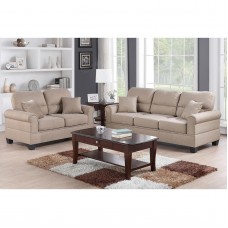 Poundex Bobkona Shelton 2pc. Sofa and Loveseat Set - Sand