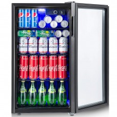 ORALNER Beverage Refrigerator cooler, 120-can Beverage center wglass Door & Adjustable Shelf, Blue LED Light, 3.2 cu.Ft Drink Wi