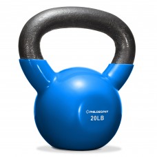 Philosophy Gym Vinyl Coated Cast Iron Kettlebell Weight 20 lbs - Blue