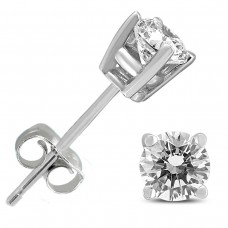 szul.com 1/2 Carat TW Round Diamond Solitaire Stud Earrings in 14K White Gold