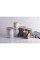 Contemporary Home Living 738215389718 3pc. Marble Canister Set - Black and Beige