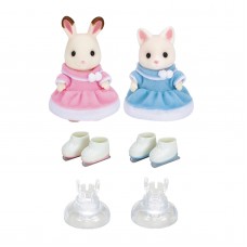 Calico Critters Ice Skating Friends Bell Hopscotch Rabbit and Susie Silk Cat