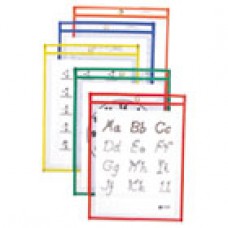 C-Line Reusable Dry Erase Pockets, 9 x 12, Assorted Primary Colors, 25/Box