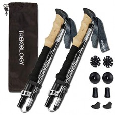 TREKOLOGY Trek-Z Trekking Hiking Poles - 2pc Pack Collapsible Folding Walking Sticks, Strong Lightweight Aluminum