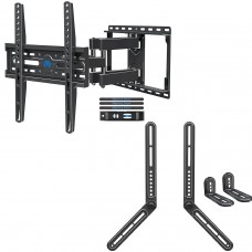 Mounting Dream Full Motion TV Wall Mount and Soundbar Bracket Bundle, TV Bracket for 26-55 Inch TVs, Max VESA 400x400mm an…