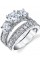 Metal Masters Co. Women's Sterling Silver Past Present Future 2-Pc Bridal Set Engagement Wedding Ring Cubic Zirconia