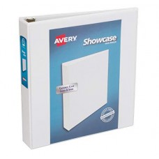 avery economy showcase view 3 ring binder, 1.5' round rings, 1 white binder (19651)