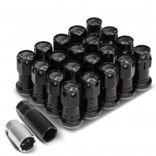 DNA Motoring M12 x 1.5 Closed End 16PC Aluminum Alloy Wheel Lug Nuts + 4 x Lock Nut + 1 x Key (Gun Metal Accents / Black Body)