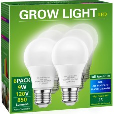 Briignite grow Light Bulbs, Full Spectrum grow Light Bulb, LED grow Light Bulb A19 Bulb, Plant Light Bulbs E26 Base, 9W grow Bul