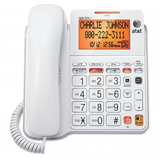 at&t cl4940 corded standard phone with answering system and backlit display, white [new improved version]