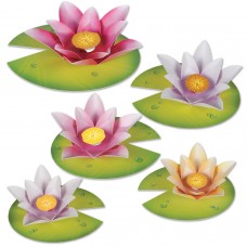 Party Central Club Pack of 12 Green and Pink Spring Water Lily Flower Paper Display Cutouts Decors 10.75'