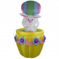 Northlight Lighted and Animated Inflatable Easter Bunny Basket Outdoor Decoration - 5.5' -