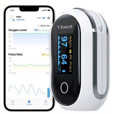 Vibeat Rechargeable Oxygen Meter Finger Pulse Oximeter, Bluetooth Fingertip Blood Oxygen Saturation Monitor with Pulse Rate, Bat