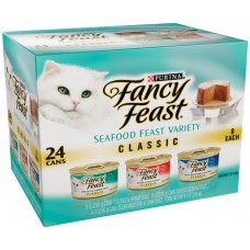 Fancy Feast Seafood Feast Variety Classic Gourmet Cat Food 24-3 oz. Cans