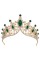 Unique Bargains Women Faux Crystal Princess Crowns Tiara Rhinestone Party Gold Tone Green