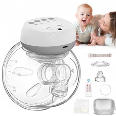 Totmizby Wearable Breast Pump Hands Free Breast Pump 12 Levels 3 Modes Portable Electric Breast Pump w/Remote Control,140°Soft Silicone,L