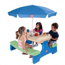 Little Tikes Easy Store Picnic Table with Umbrella - Blue