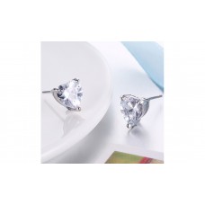 Bonjour Jewelers Classic Heart Stud Set in 18K White Gold- Available Colors