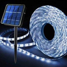 Homeleo Upgraded Solar LED Strip Lights,180 LED 19.6FT Bright White Balcony Lights Solar Powered,8 Lighting Modes Waterproof Outdoor Lig