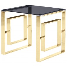 Best Master Furniture Mallory Smoked Glass Living Room Gold End Table