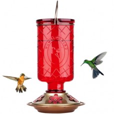 BOLITE Hummingbird Feeder, 18005 Glass Hummingbird Feeders for Outdoors Hanging, 5 Feeding Stations, 22 Ounces, Red Bottle, Xmas