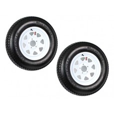 eCustomRim 2-Pk Trailer Tire On Rim ST205/75D15 F78 205/75 LRC 5 Lug White Spoke Wheel