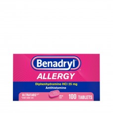 Benadryl Ultratabs Antihistamine Allergy Relief Medicine, Diphenhydramine HCl Tablets for Relief of Cold & Allergy Symptoms Such